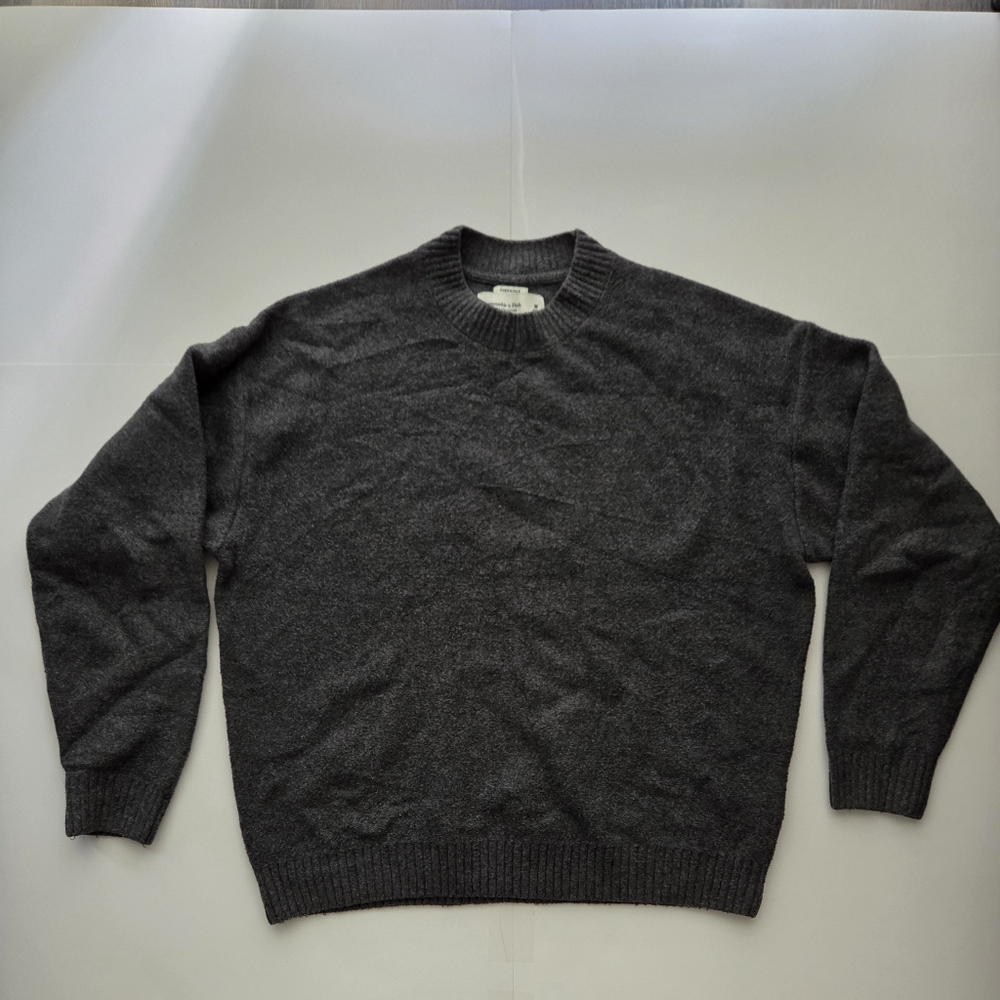 Abercrombie & Fitch Gray Crewneck Sweater Classic Knit Men's Medium Oversized